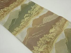 アンティーク　遠山風景模様織り出し袋帯（材料）